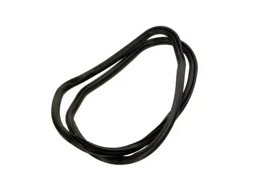 Schwarze Dichtung aus elastischem Material, in einer mehrfachen Schlaufform angeordnet, möglicherweise für den Einsatz im Bereich des Schalldämpfers von Bosch.